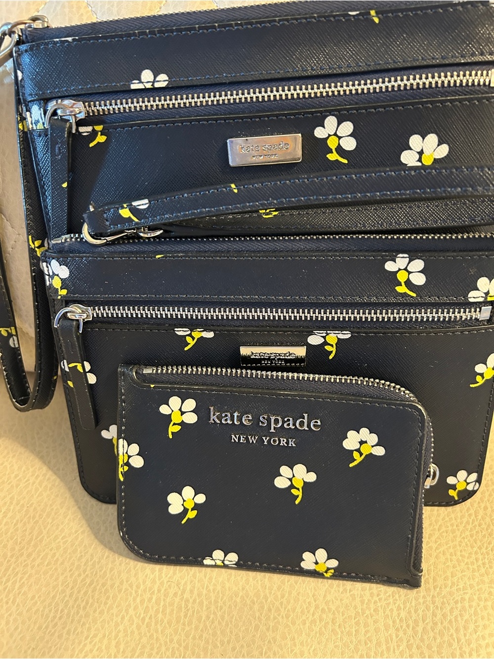 kate spade navy floral crossbody with matching zip pouch